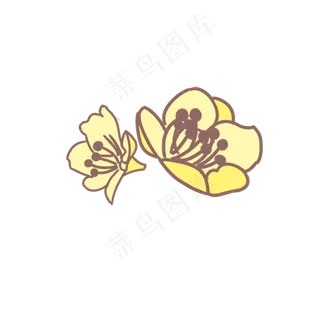 黄色的桃花手绘装饰图案