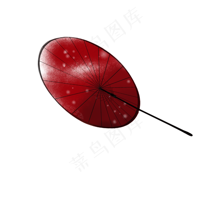 红色星点古风雨伞