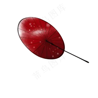 红色星点古风雨伞