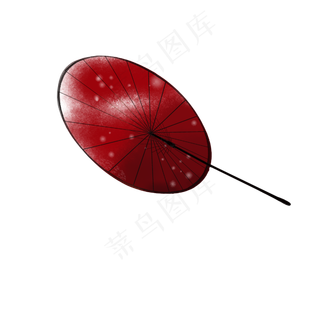 红色星点古风雨伞