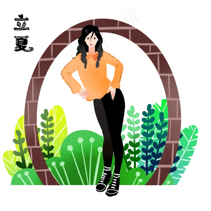 唯美女孩立夏植物乘凉