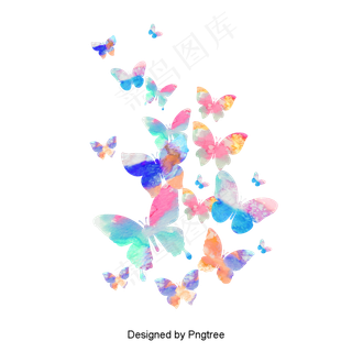 卡通手绘抽象蝴蝶图案,免抠元素
