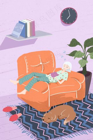 春天春困女孩场景