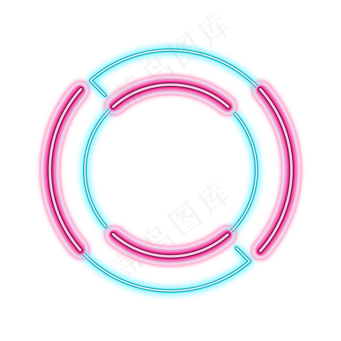 618彩色光效电商霓虹圆形双11边框,免抠元素
