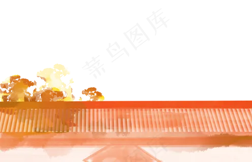 水彩古建筑房檐