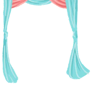 手绘卡通蓝色窗帘免扣元素