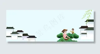 谷雨节气灰色复古banner