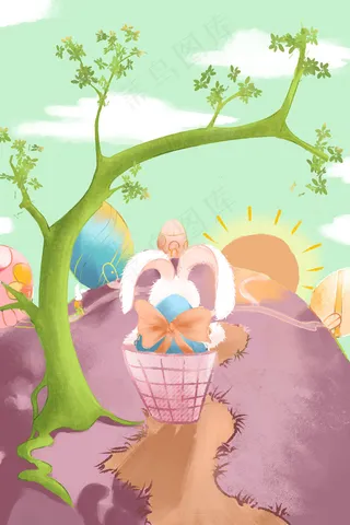 复活节兔子彩蛋小镇