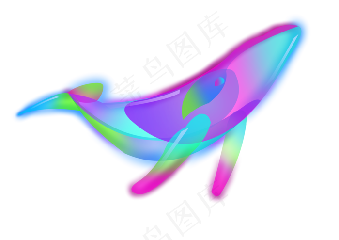 光感透气叠加鲸鱼免扣元素,免抠元素