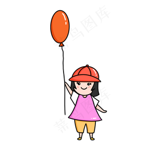气球小女孩卡通可爱免扣