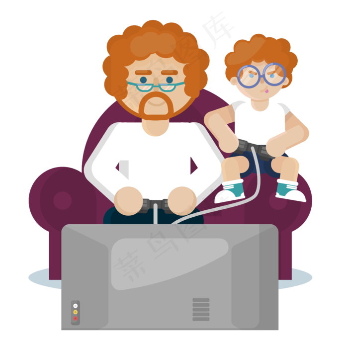 玩游戏的父子矢量素材