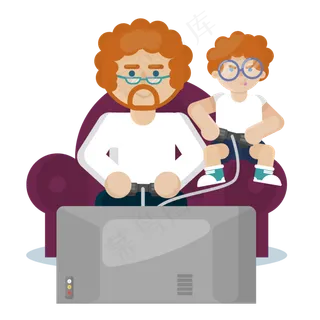 玩游戏的父子矢量素材