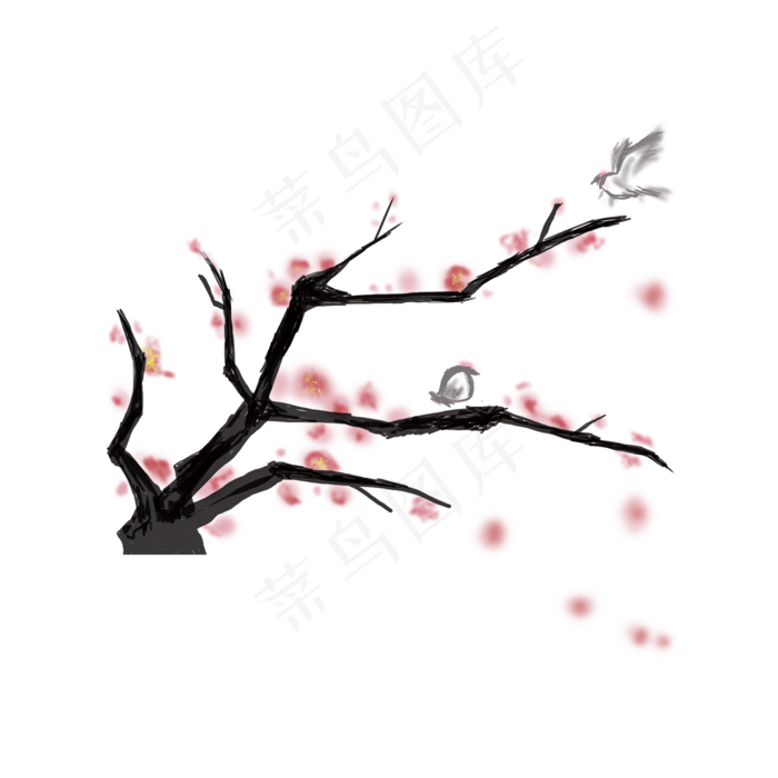 中国风寒冬腊梅飘落,免抠元素(2000X2000(DPI:3000))psd模版下载