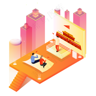 手绘卡通国庆节元素