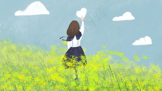 三月你好油菜花里的女孩