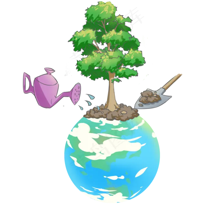 植树节手绘卡通元素矢量图(2000X2000(DPI:299))psd模版下载