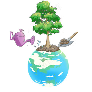 植树节手绘卡通元素矢量图