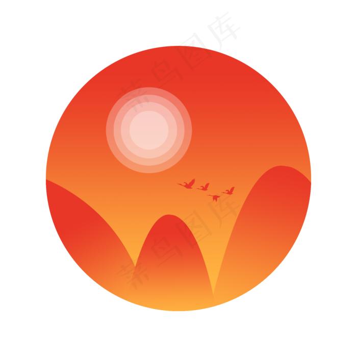 微光渐变扁平风白日依山尽风景装