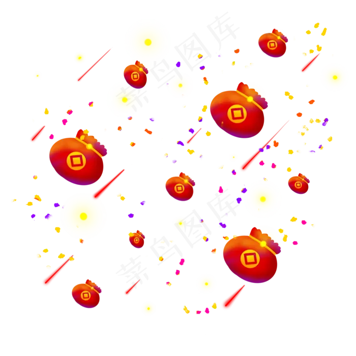 漂浮优惠券红包金币,免抠元素(2048*2048px 300 dpi )ai矢量模版下载