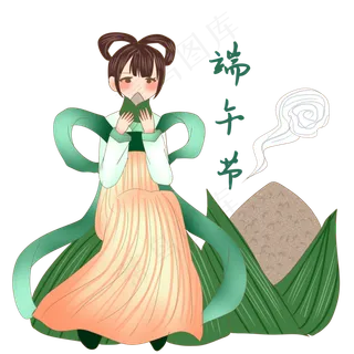 吃粽子的小女孩