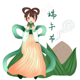吃粽子的小女孩