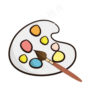 矢量手绘卡通调色盘画笔