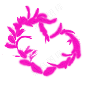 玫瑰红色的羽毛组成的心形