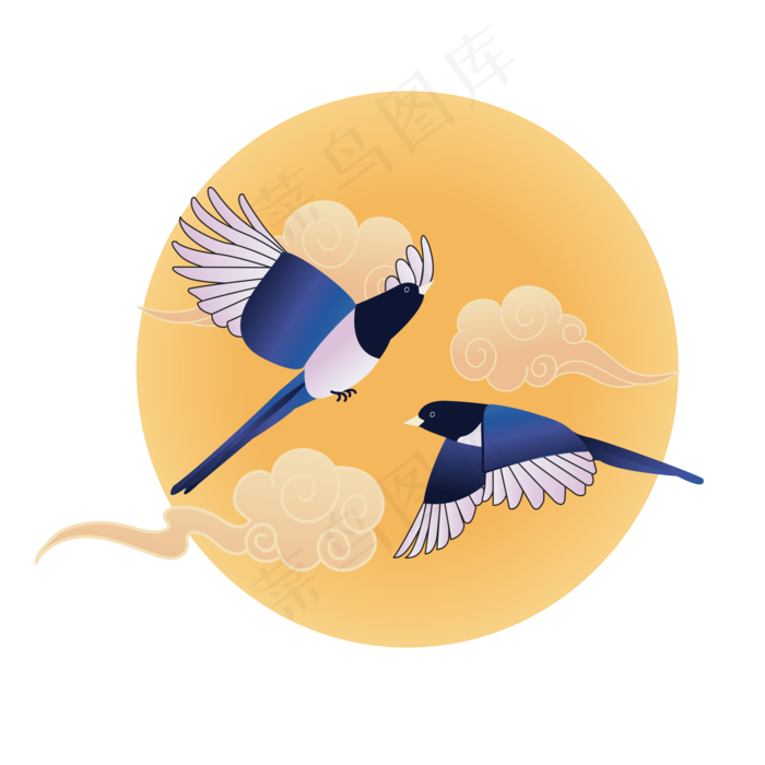 七夕喜鹊(2000*2000px 300 dpi )ai矢量模版下载