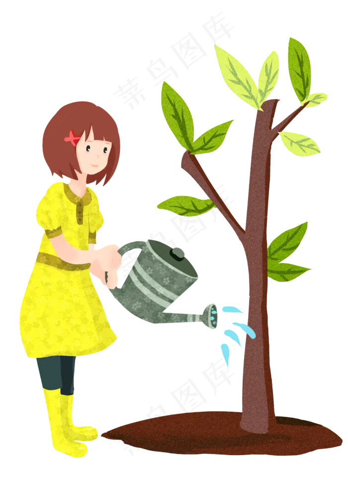 植树节浇水的女孩