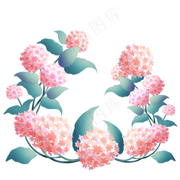 小清新粉色绣球花花环(2048X2048(DPI:132))psd模版下载