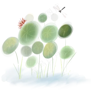 水墨荷花和蜻蜓