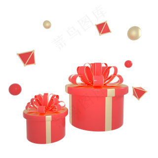C4D红金色圆柱512母亲节长形礼盒礼,免抠元素
