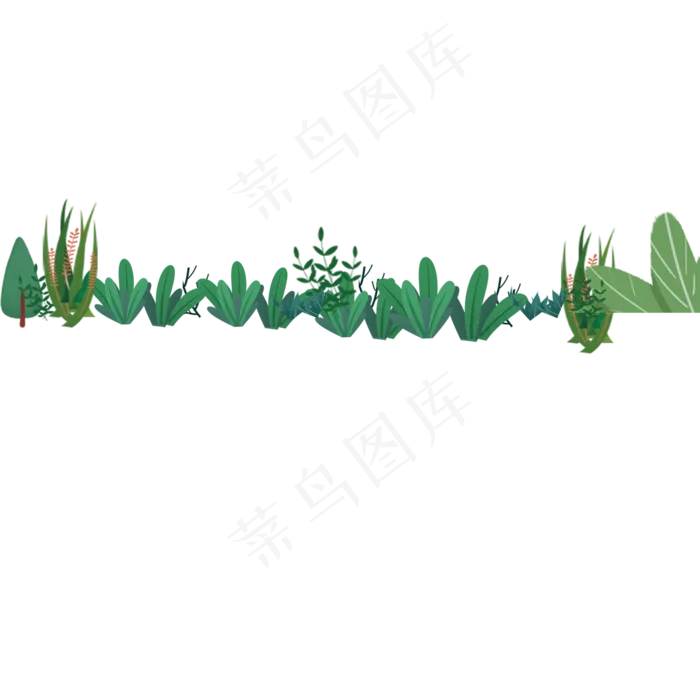 手绘矢量绿色植物(2000X2000(DPI:300))psd模版下载