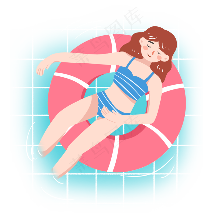 夏至女孩泳池玩耍PNG(2000X2000(DPI:300))psd模版下载