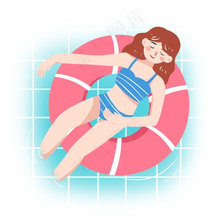 夏至女孩泳池玩耍PNG(2000X2000(DPI:300))psd模版下载