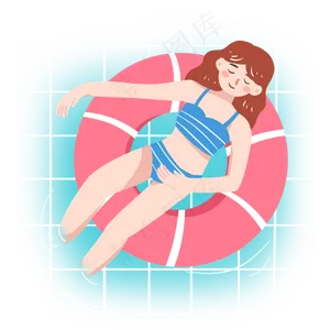 夏至女孩泳池玩耍PNG