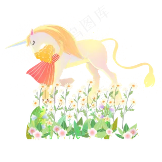 夏至仲夏夜独角兽精灵素材