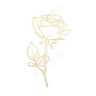 手绘金色玫瑰花设计