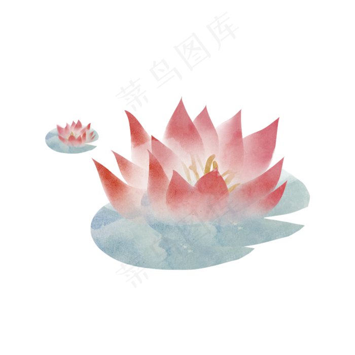 手绘水彩淡雅莲花