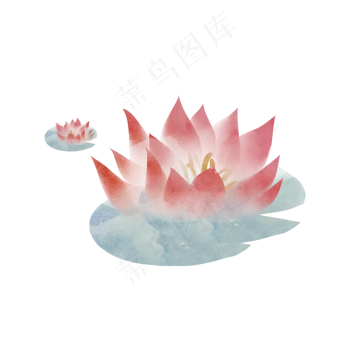 手绘水彩淡雅莲花(2000X2000(DPI:300))psd模版下载