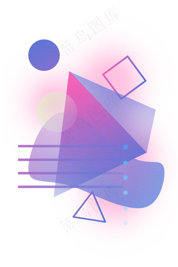 孟菲斯渐变几何底纹彩色三角立体,免抠元素(3543*5315px 300 dpi )psd模版下载