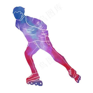 水彩运动轮滑渐变素材