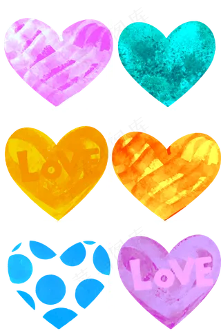 水彩爱心爱情