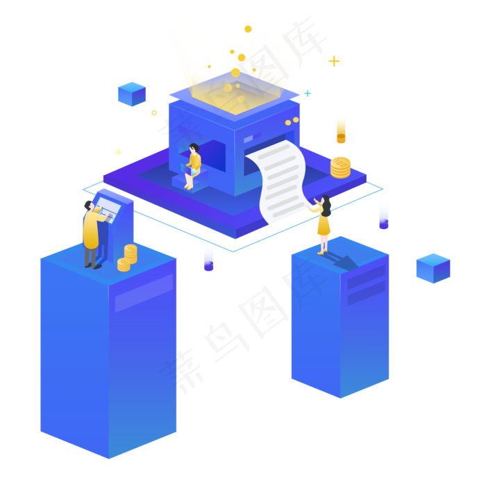 金融2.5D创意场景设计,免抠元素