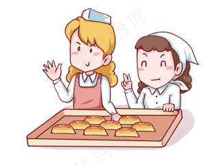 卡通手绘妇女节女儿和妈妈开心做,免抠元素