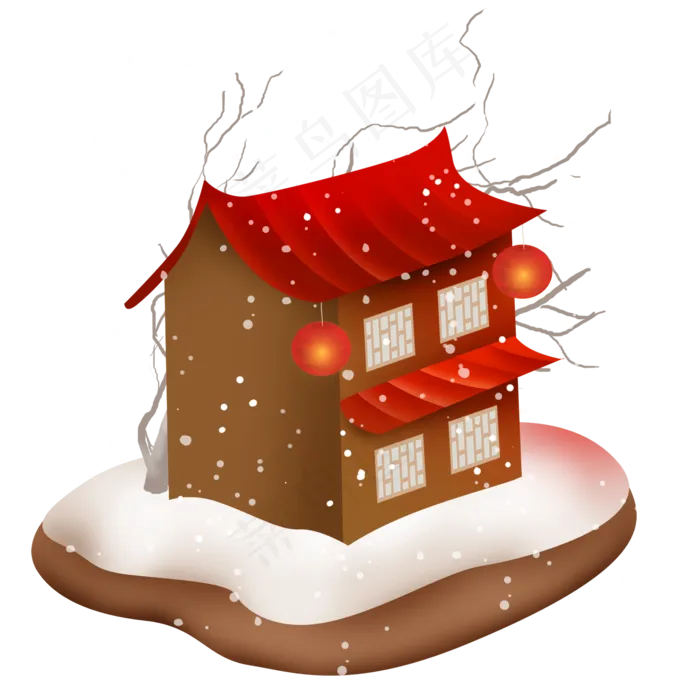 中国风新年房屋,免抠元素(2000X2000(DPI:300))psd模版下载