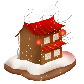 中国风新年房屋,免抠元素