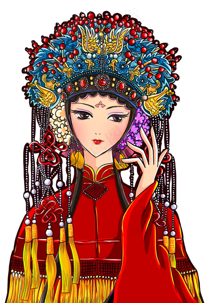 新中式时尚京剧美女,免抠元素(1293X1837(DPI:300))psd模版下载