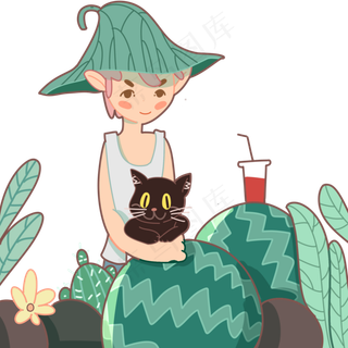 夏至抱着猫米的男孩