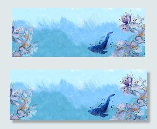 手绘水彩旅游banner